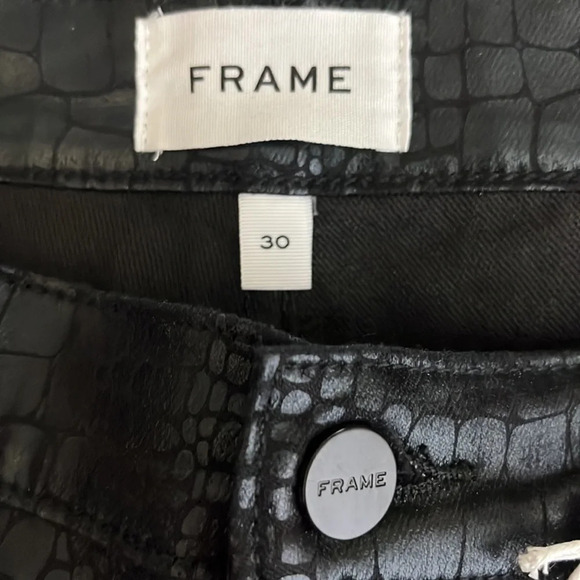 Frame Le Sylvie Slender Straight Jeans in Noir Croc - NEW - Size 30 - Picture 6 of 11
